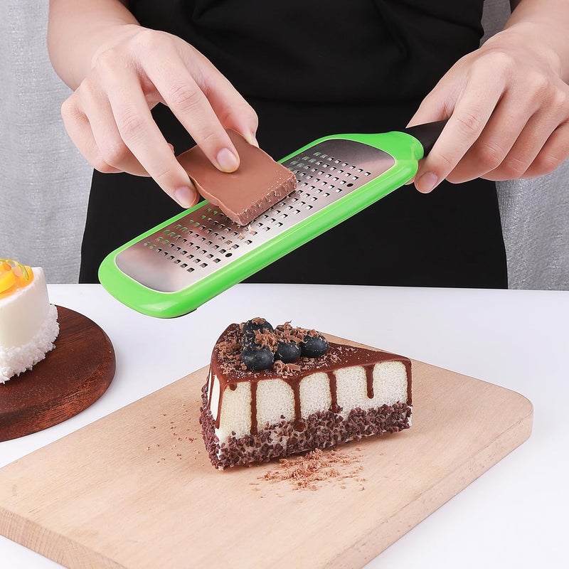LVVXIXI Handheld Cheese Grater, Stainless Steel Lemon Citrus Peeler, Flat Handheld Slicer for Cheese, Lemon, Chocolate and Spices/Crude Hole (Green) - Image 5